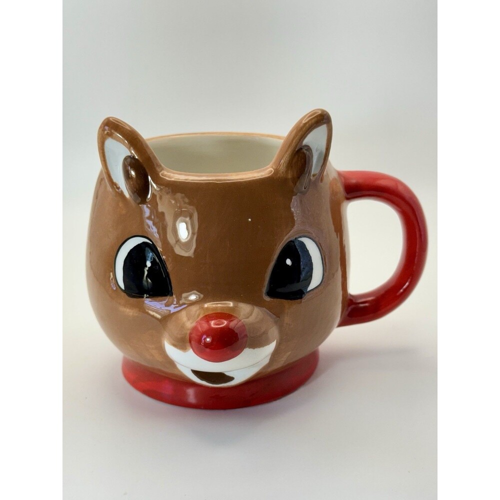 Rudolph The Red-Nosed Reindeer Mug Hot Chocolate Christmas Holiday 3D Ceramic